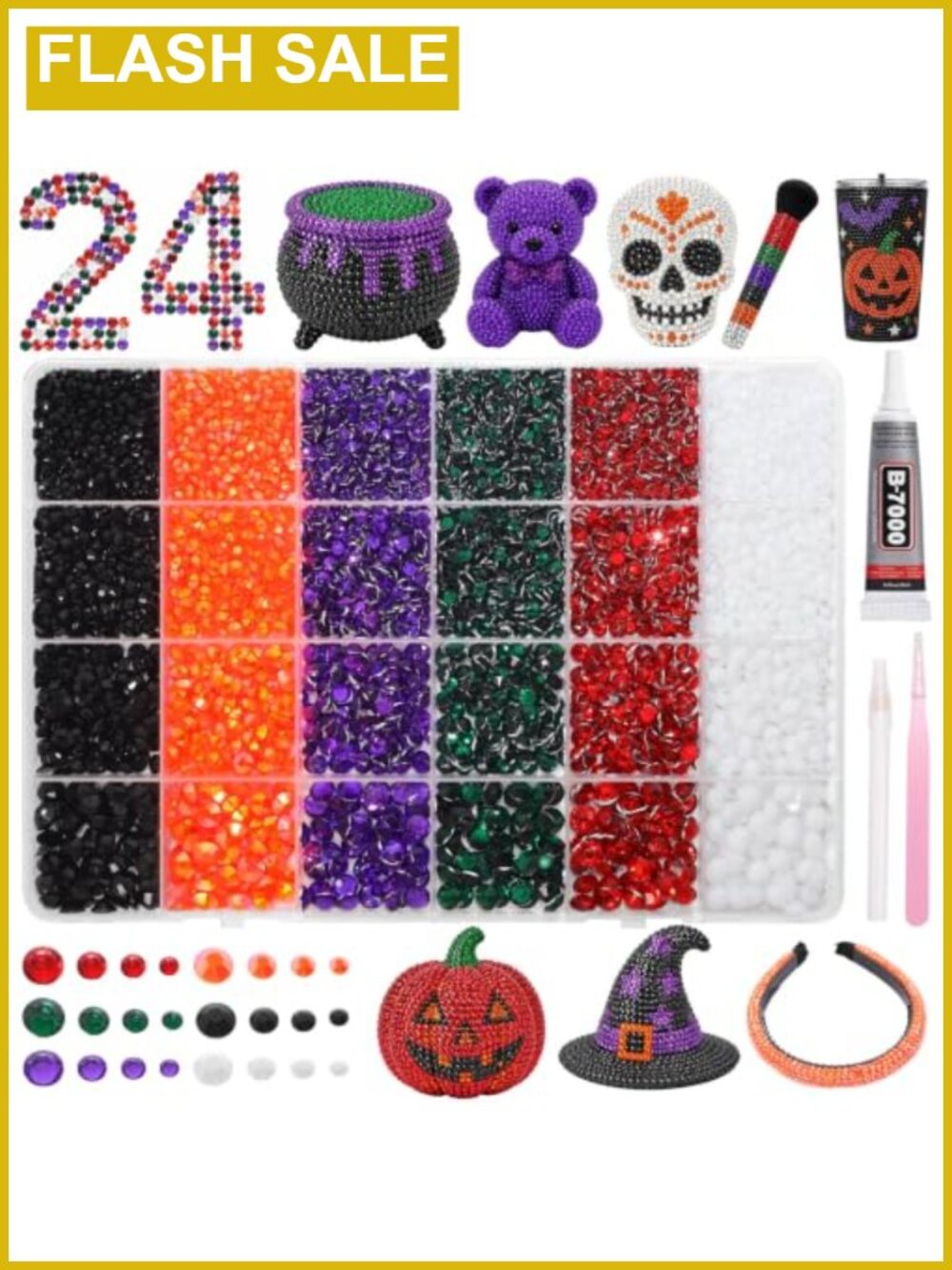24Grid Halloween Rhinestones Kit Flatback Gems for Bedazzling